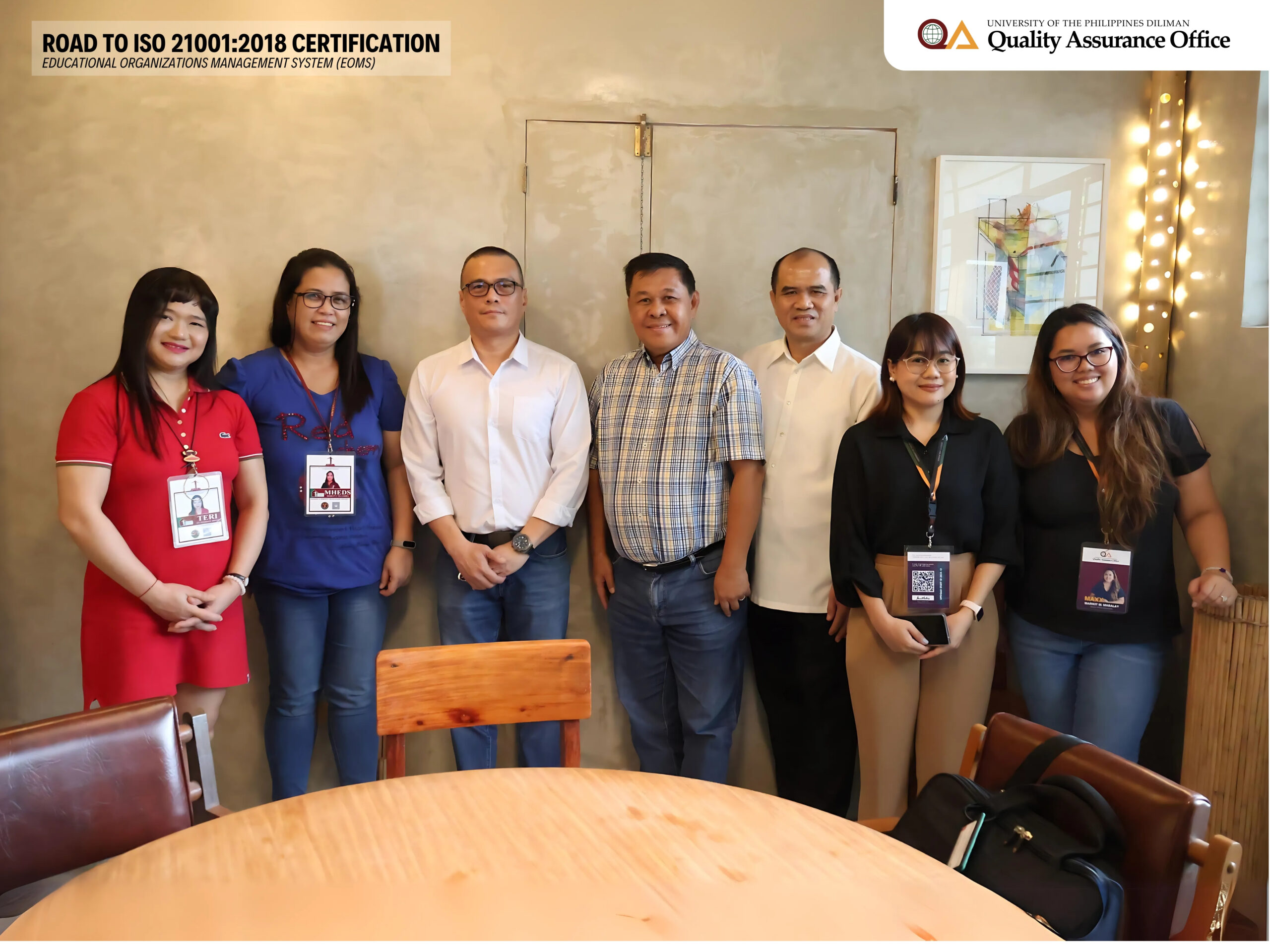 UP Diliman Quality Assurance Office team preparing for ISO 21001:2018 certification