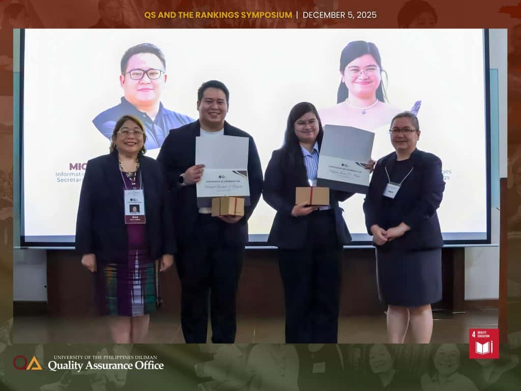 UP Diliman Data Champions are recognized for their consistent, accurate, and timely submissions supporting participation in the QS/THE Rankings.