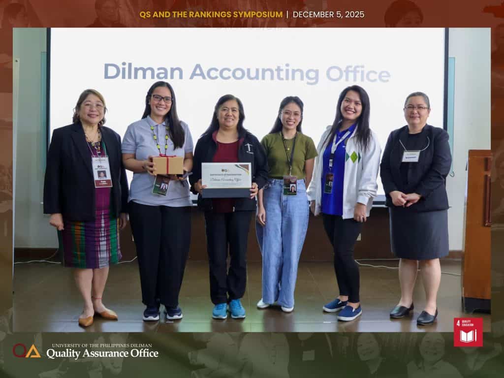 UP Diliman Data Champions are recognized for their consistent, accurate, and timely submissions supporting participation in the QS/THE Rankings.