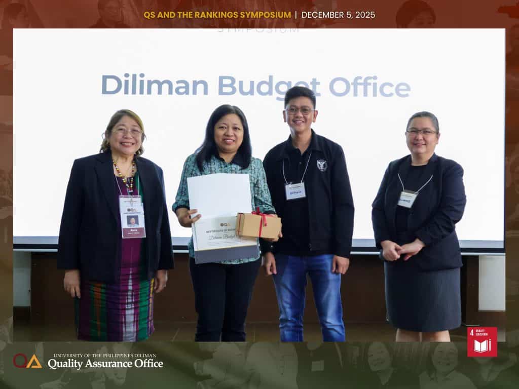 UP Diliman Data Champions are recognized for their consistent, accurate, and timely submissions supporting participation in the QS/THE Rankings.