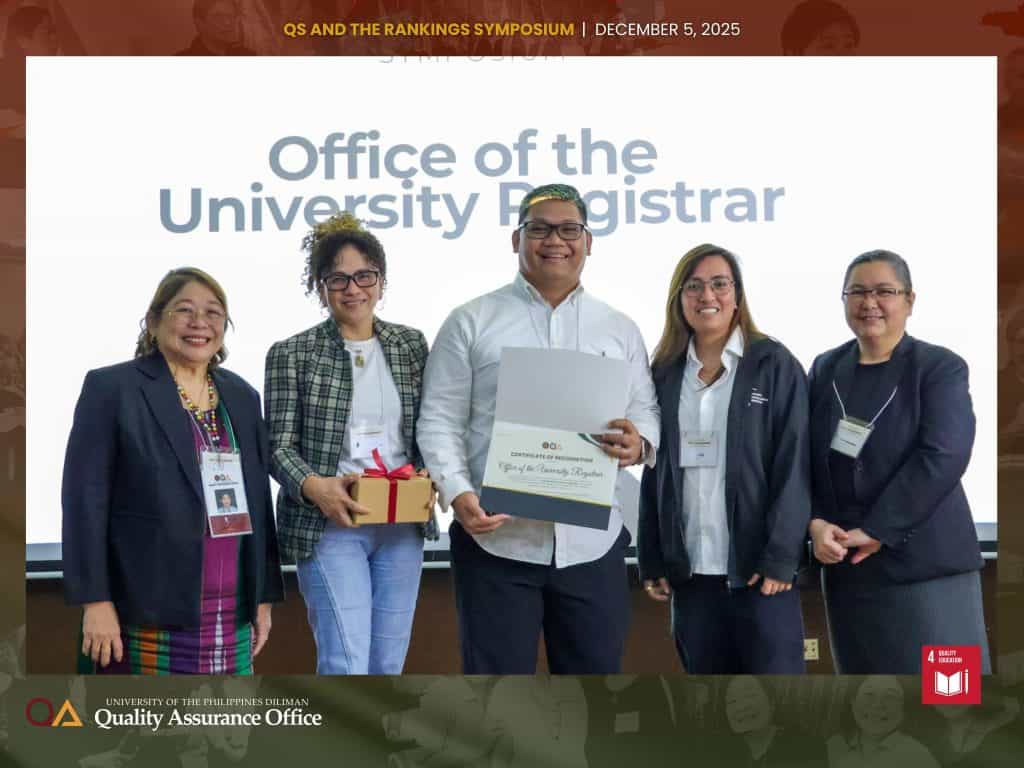 UP Diliman Data Champions are recognized for their consistent, accurate, and timely submissions supporting participation in the QS/THE Rankings.