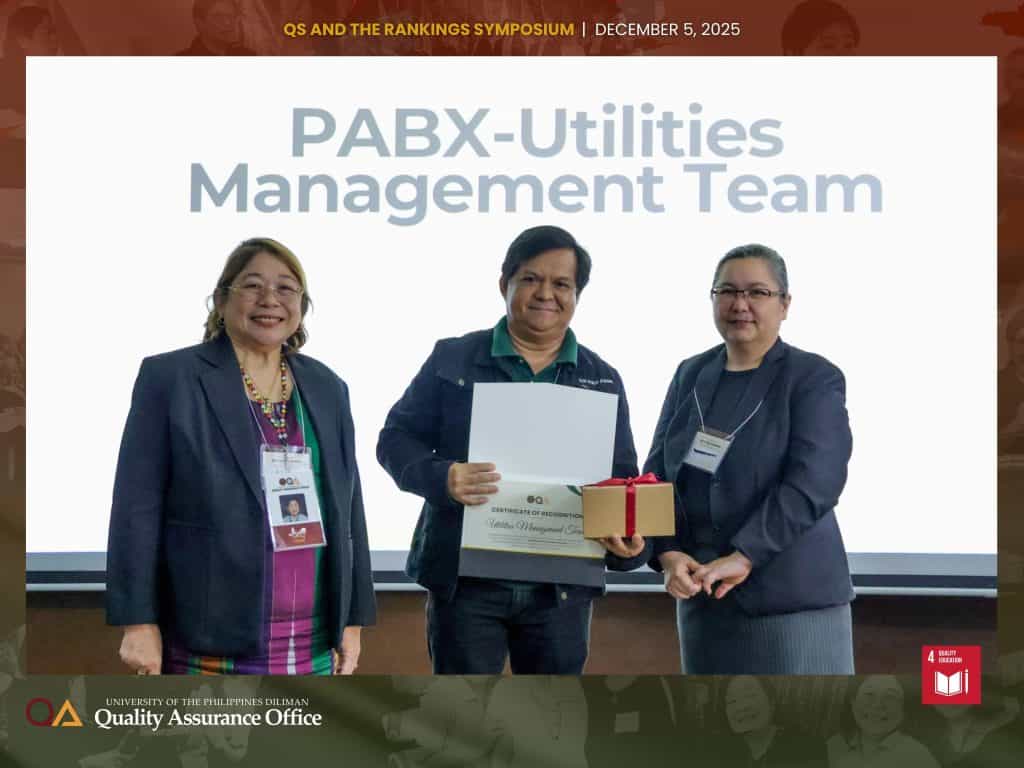 UP Diliman Data Champions are recognized for their consistent, accurate, and timely submissions supporting participation in the QS/THE Rankings.