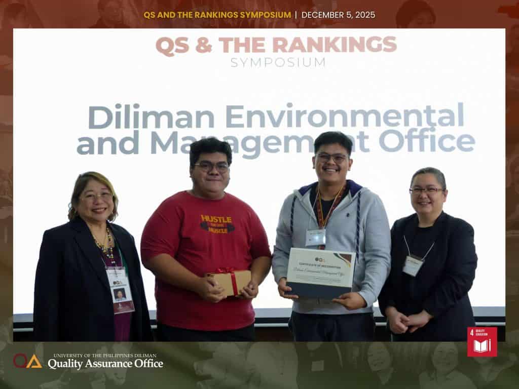UP Diliman Data Champions are recognized for their consistent, accurate, and timely submissions supporting participation in the QS/THE Rankings.