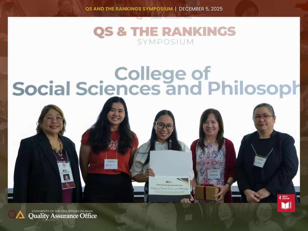 UP Diliman Data Champions are recognized for their consistent, accurate, and timely submissions supporting participation in the QS/THE Rankings.