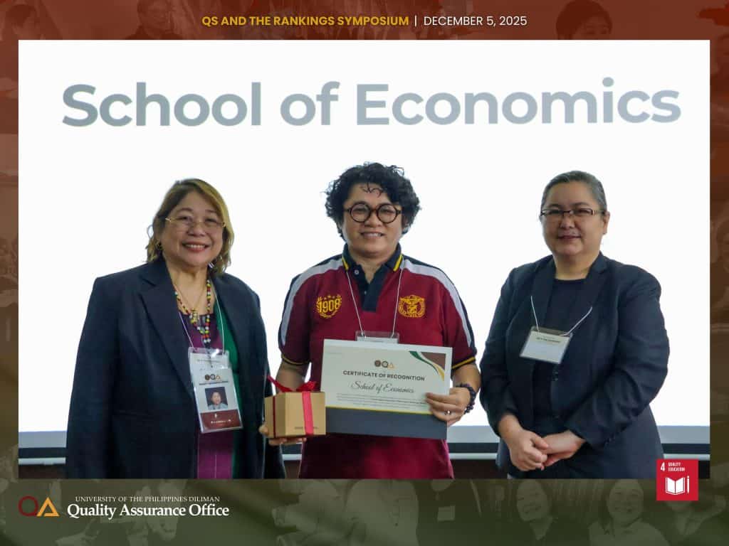 UP Diliman Data Champions are recognized for their consistent, accurate, and timely submissions supporting participation in the QS/THE Rankings.
