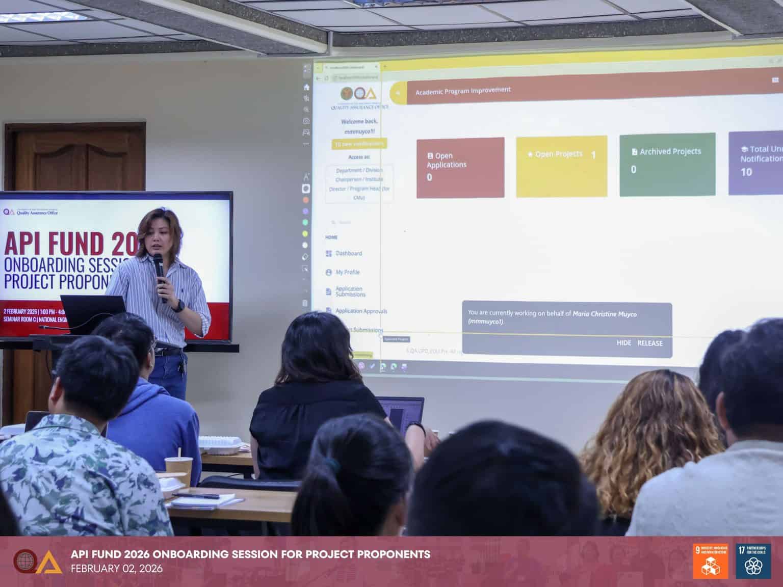 Ms. Samantha Solis of the API Portal Development Team led a demonstration of the API Portal’s project management module.
