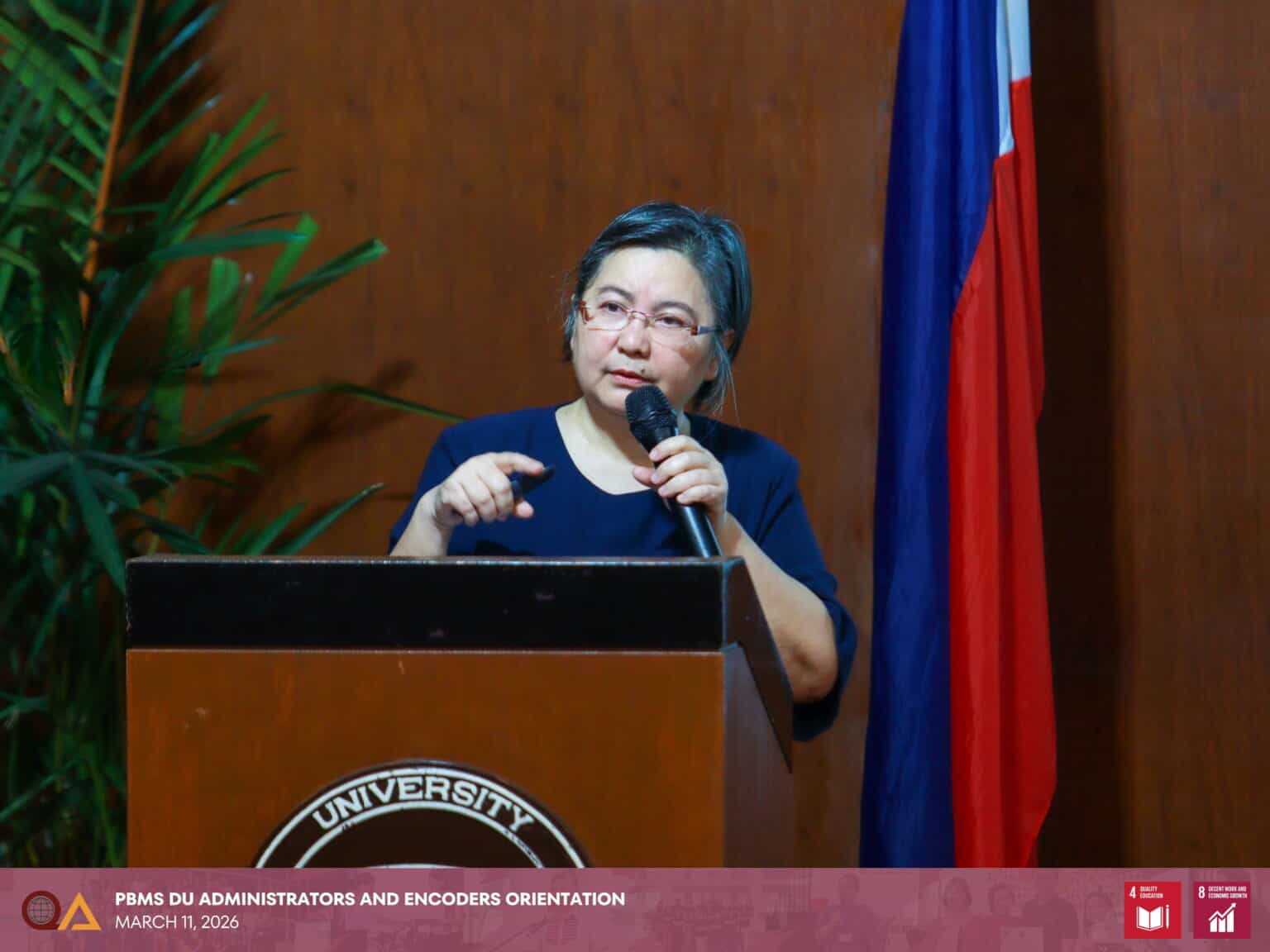 QA Director Evangeline C. Amor delivers her opening message and presentation.