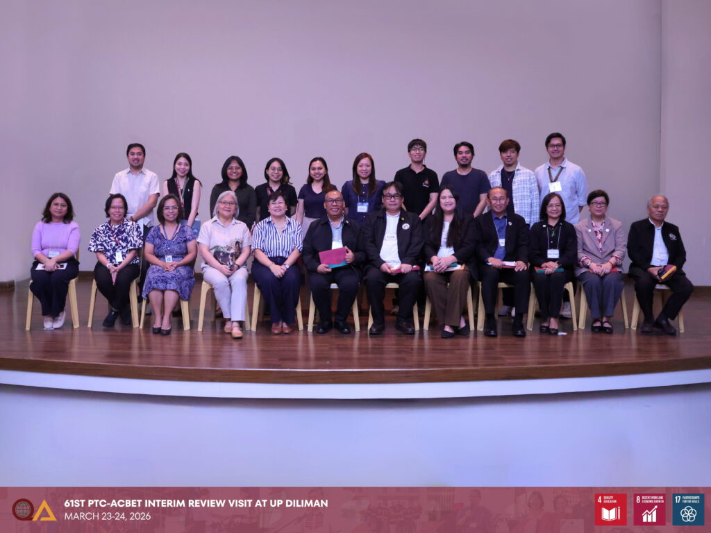 The Department of Chemical Engineering, Department of Industrial Engineering and Operations Research, Department of Mechanical Engineering, and Department of Mining, Metallurgical, and Materials Engineering posed for group photos with the 61st PTC-ACBET Program Evaluation Team.