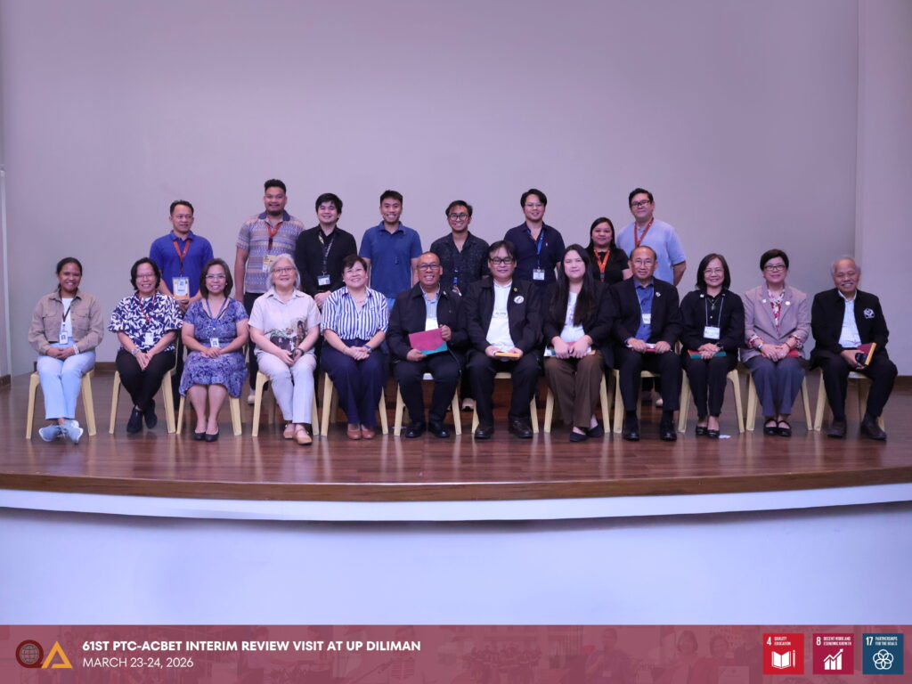 The Department of Chemical Engineering, Department of Industrial Engineering and Operations Research, Department of Mechanical Engineering, and Department of Mining, Metallurgical, and Materials Engineering posed for group photos with the 61st PTC-ACBET Program Evaluation Team.