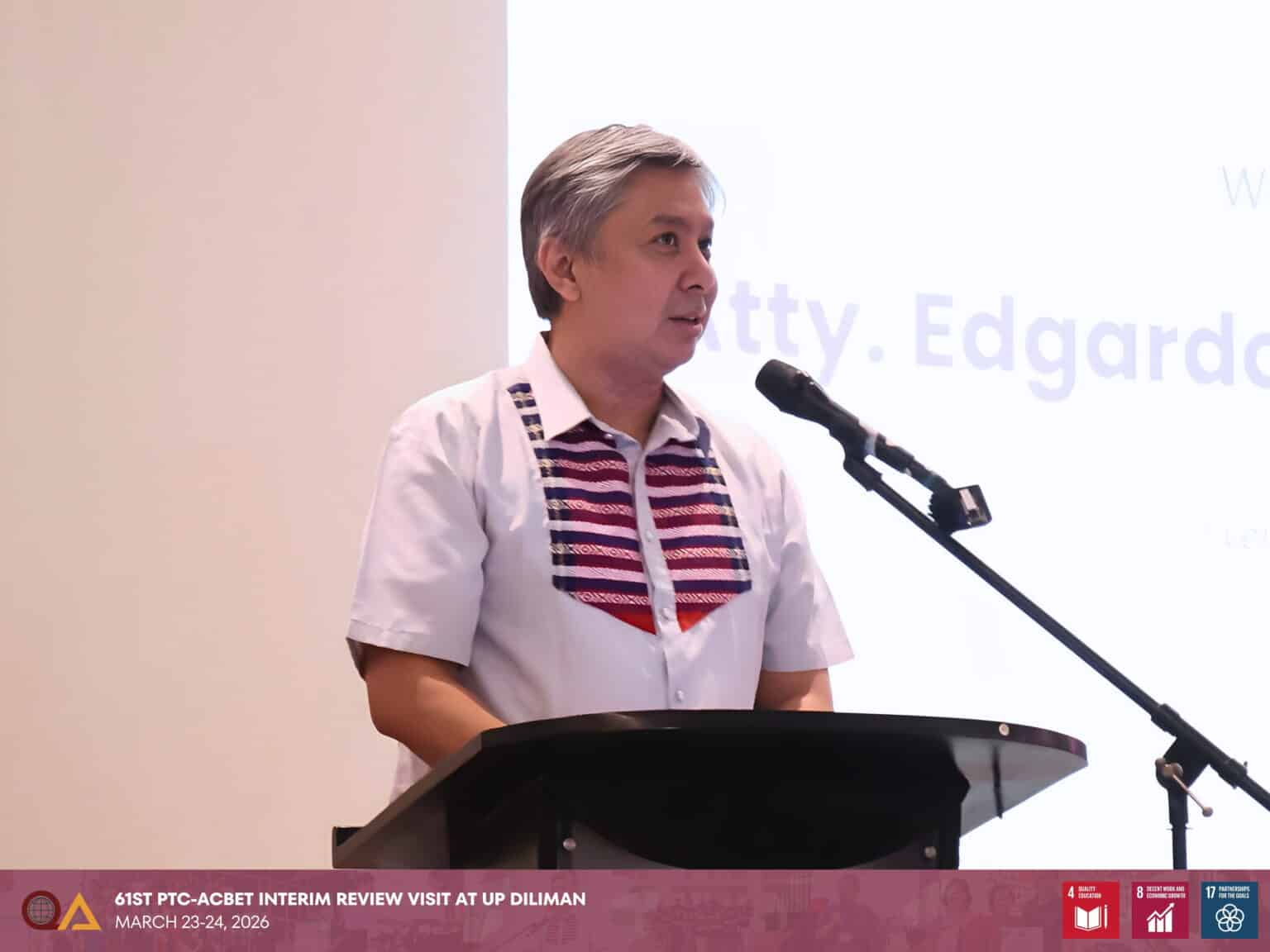 UPD Chancellor Edgardo Carlo L. Vistan delivered his opening message during the welcome and opening meeting.