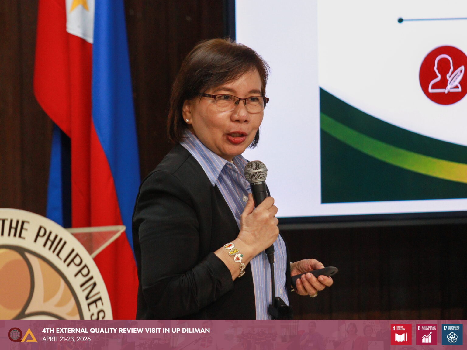 Chief and Lead External Quality Reviewer Professor Nina M. Cadiz gave the wrap-up presentation for the visit.
