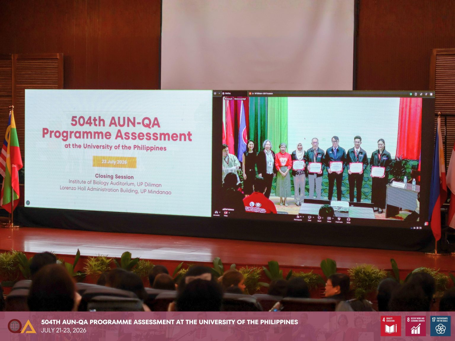 UP Mindanao presented certificates of appreciation to the AUN-QA Assessor Team during the closing session.