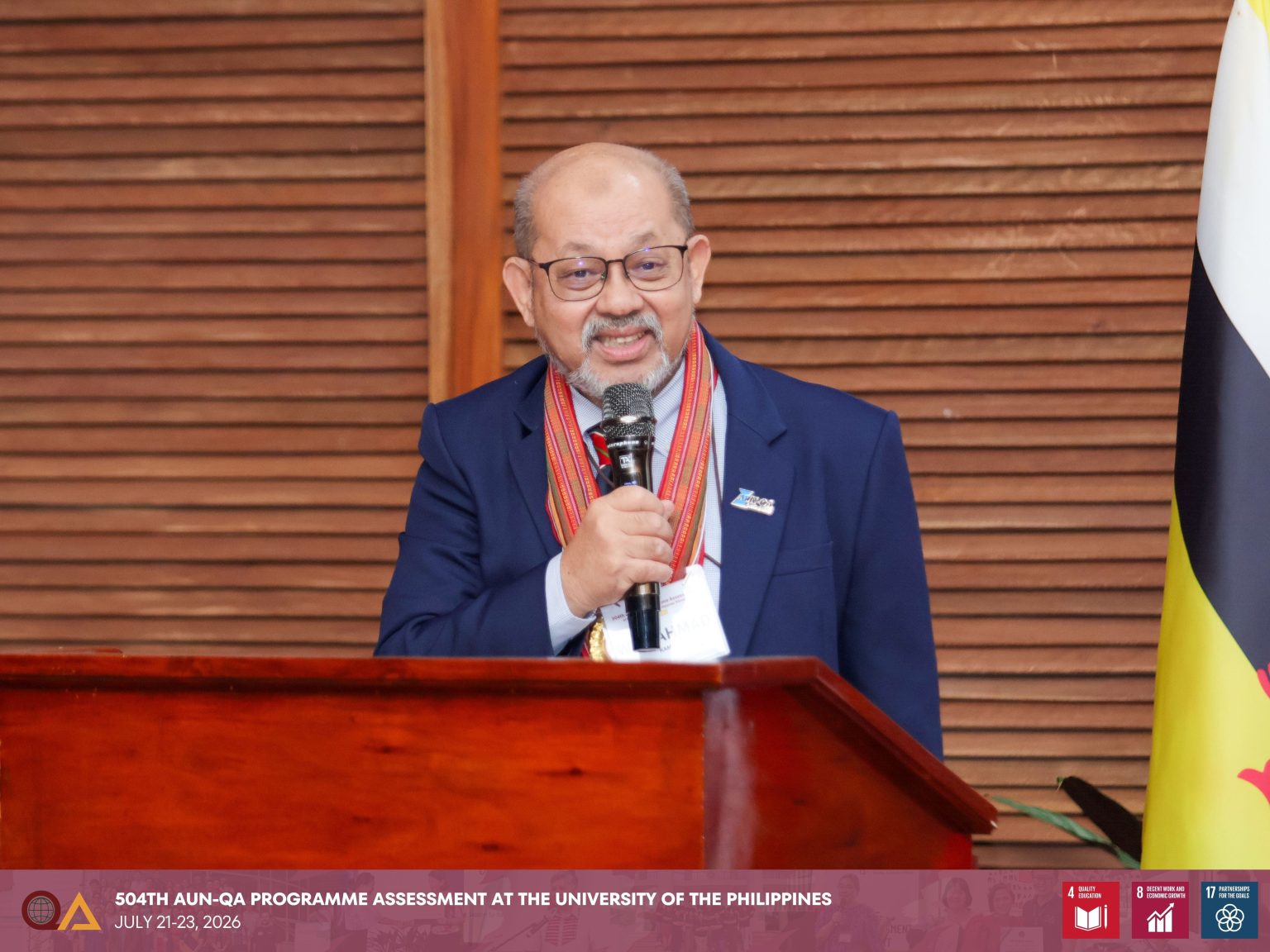 Dr. Wan Ahmad Kamil, Chief Assessor and Lead Assessor for the BS Biology program, formally opened the 504th AUN-QA Programme Assessment at the University of the Philippines.