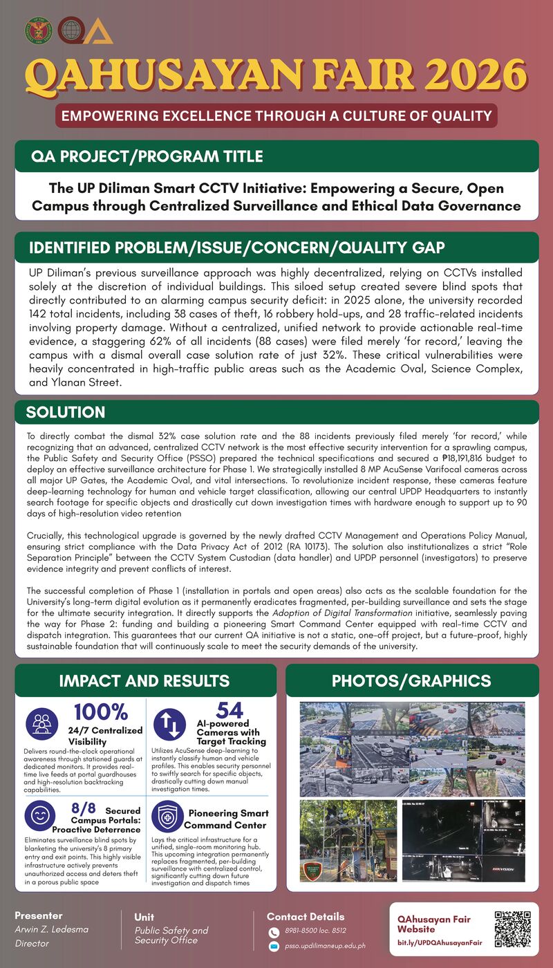 The UP Diliman Smart CCTV Initiative: Empowering a Secure, Open Campus through Centralized Surveillance and Ethical Data Governance