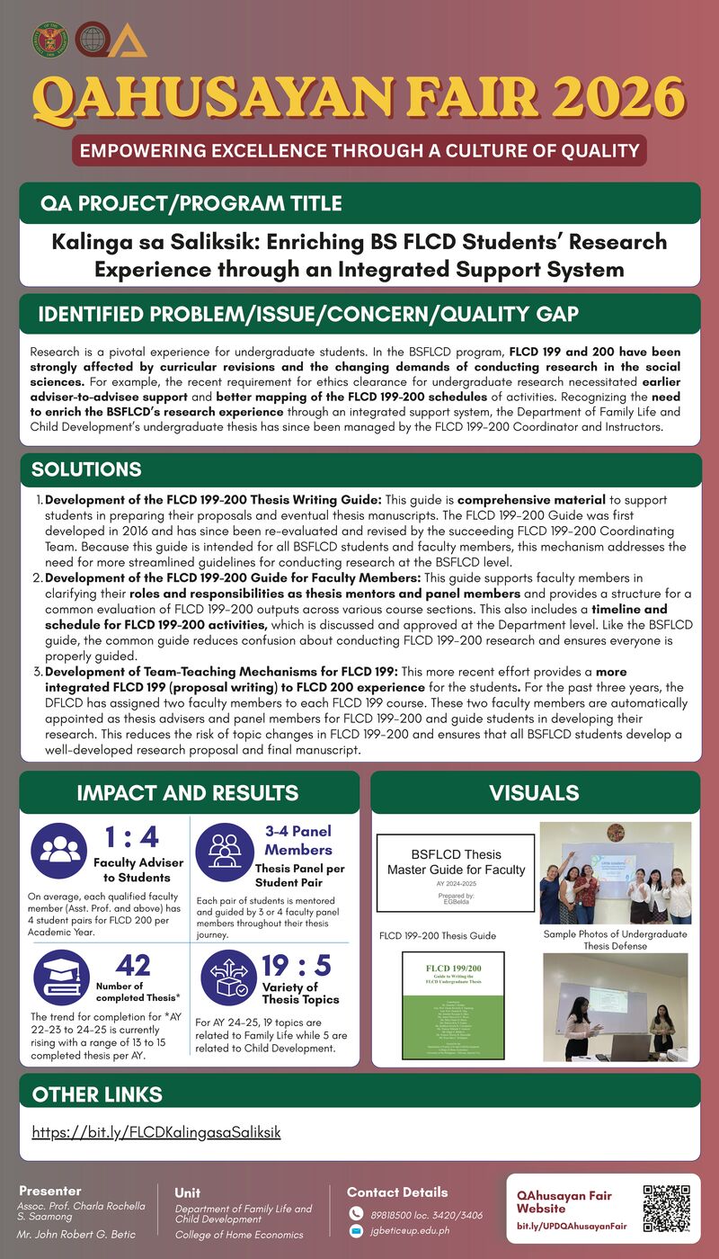 Kalinga sa Saliksik: Enriching BS FLCD Students' Research Experience through an Integrated Support System