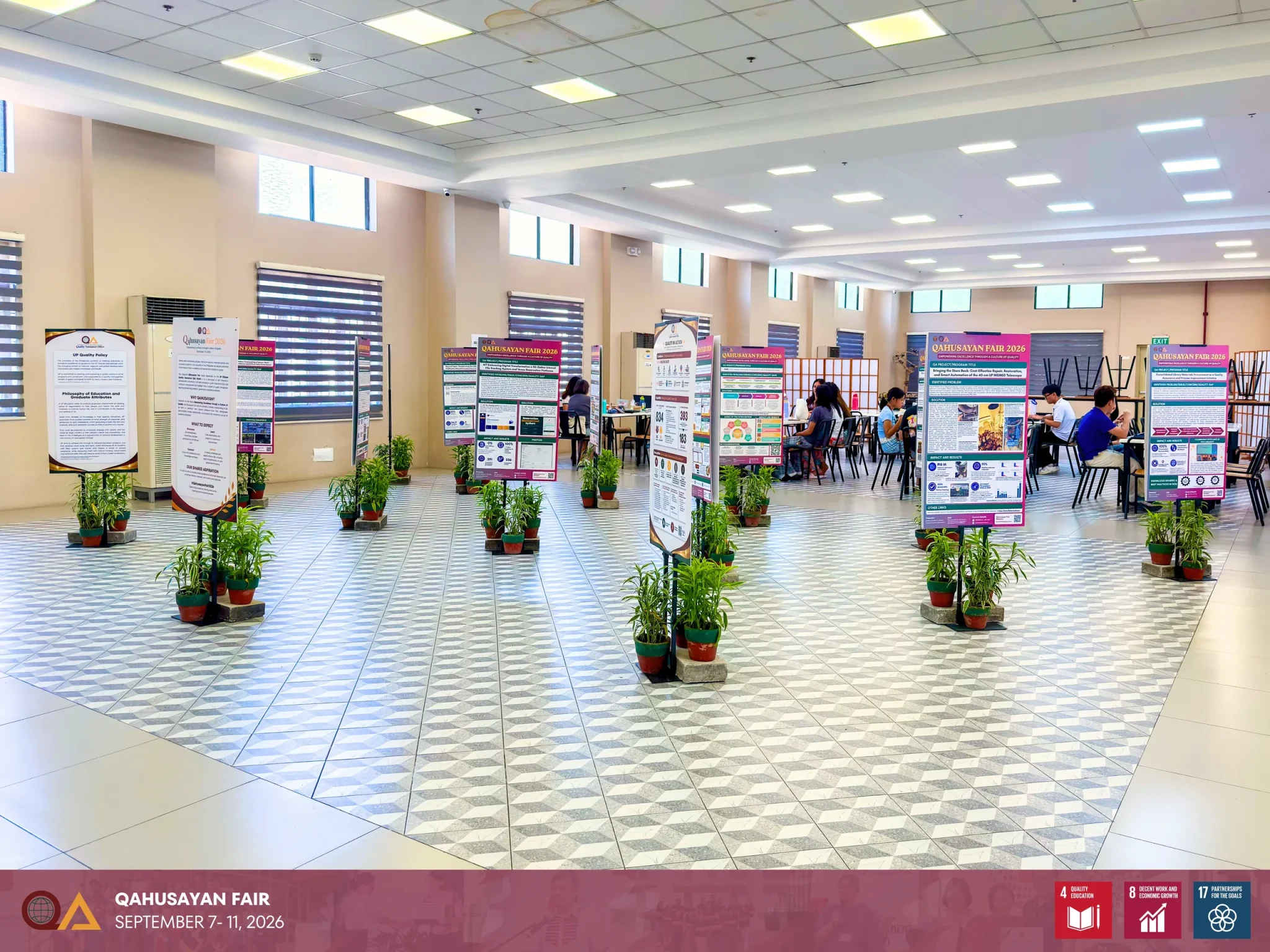 The posters were exhibited at the University Food Service from October 5–9, 2026, giving more members of the UPD community an opportunity to explore the ideas, initiatives, and practices showcased during the fair.
