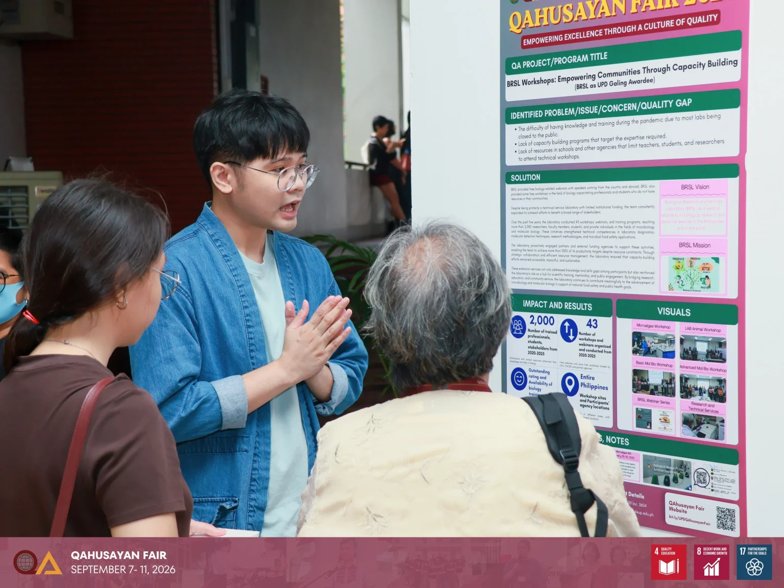 Poster presenters interacted with members of the UP Diliman Community during the four-day QAhusayan Fair exhibit at the Palma Hall Lobby, College of Social Sciences and Philosophy.