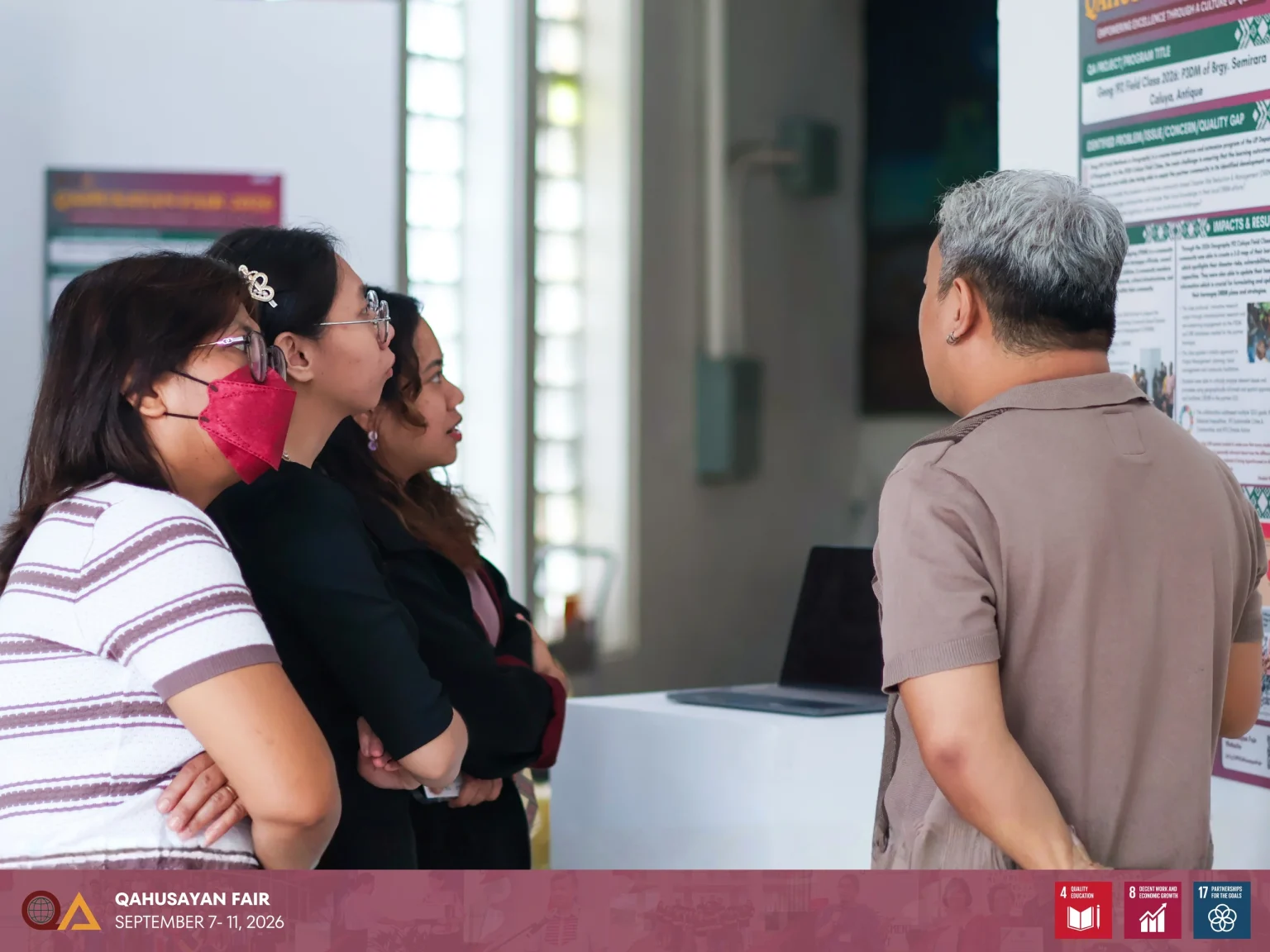 Poster presenters interacted with members of the UP Diliman Community during the four-day QAhusayan Fair exhibit at the Palma Hall Lobby, College of Social Sciences and Philosophy.
